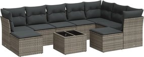 vidaXL 10 részes szürke polyrattan kerti ülőgarnitúra párnákkal