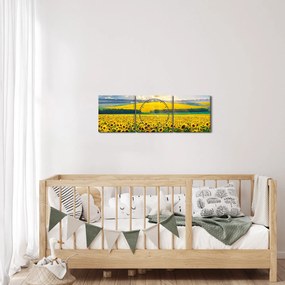Kép - Napraforgó mező (órával) (90x30 cm)
