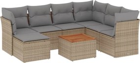 vidaXL 8 részes vegyes bézs polyrattan kerti ülőgarnitúra párnákkal