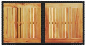 fekete polyrattan és akácfa kerti asztal 100 x 55 x 73 cm
