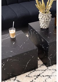 Fekete dohányzóasztal szett márvány dekorral, 2 db-os 58x58 cm Dice – Actona
