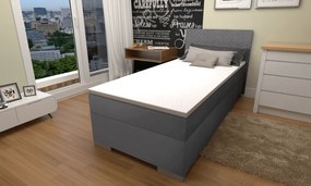 Boxspring ágy, egyszemélyes, szürke, 90x200, univerzális, ADARA