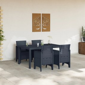 5 darabos kerti étkező szett antracit poli rattan