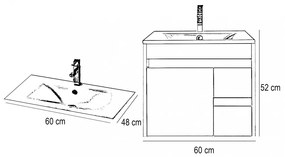 Luna 60 alsó fürdőszoba bútor mosdóval, Sonoma tölgy-Fehér