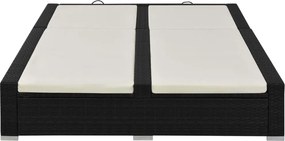 vidaXL fekete kétszemélyes polyrattan napozóágy