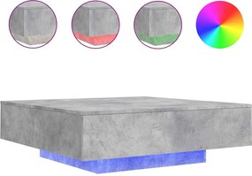 vidaXL betonszürke dohányzóasztal LED-lámpákkal 100 x 100 x 31 cm