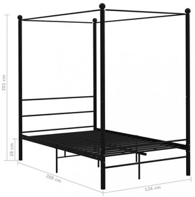 vidaXL fekete fém baldachinos ágykeret 120 x 200 cm