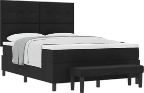 vidaXL Boxrugós ágy matracmal fejtámlával Fekete 160 x 200 cm szövet