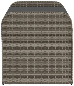 szürke polyrattan tárolópad párnával 115 x 51 x 52 cm