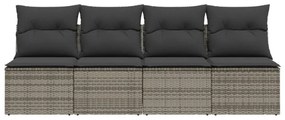 vidaXL 4 személyes szürke polyrattan kerti kanapé párnával