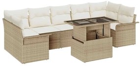 vidaXL Kerti Kanapé Szett párnával 8 pcs Bézs polirattan
