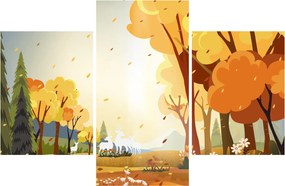 Kép - őszi táj, illusztrációk (90x60 cm)