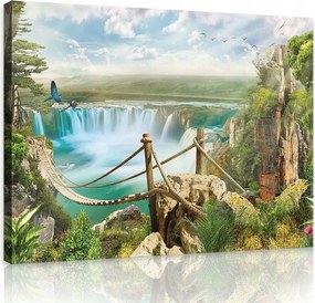 Vászonkép 60x40 Rejtélyes vízesés Illusztráció Utazás egy stílusos hálószobába