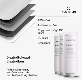 Klarstein PureLine 600, szűrőrendszer, fordított ozmózis, 600 GPD / 2270 L/d