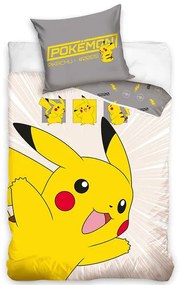 Carbotex Gyermek pamut ágynemű Pokémon Pikachuakcióban, 140 x 200 cm, 70 x 90 cm