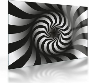Absztrakt kép egy fekete-fehér spirál (üvegen) (70x50 cm)