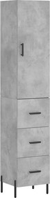 vidaXL betonszürke szerelt fa magasszekrény 34,5x34x180 cm