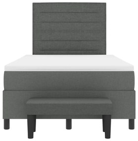Boxspring ágy matraccal és padról sötét szürke 120x200 cm szövet