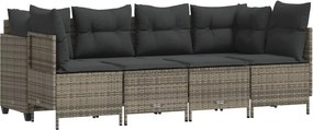 vidaXL 5 részes szürke polyrattan kerti ülőgarnitúra párnákkal