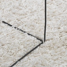 PAMPLONA krémszínű magas szálú bolyhos modern szőnyeg Ø 80 cm