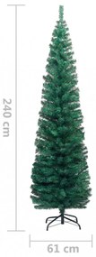 zöld PVC vékony műkarácsonyfa állvánnyal 240 cm