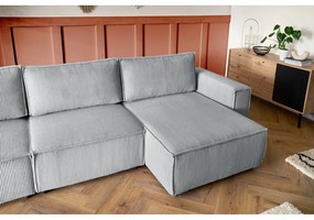 Világosszürke kordbársony sarokkanapé (bal oldali-"U" alakú) Nihad modular – Bobochic Paris
