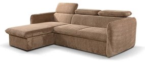 Bejárható sarokkanapé L-alakban, tárolóval, BEJA bézs, balos