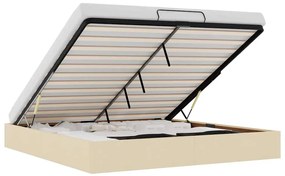 Ottomán krémszínű szövet ágykeret matrac nélkül 200 x 200 cm