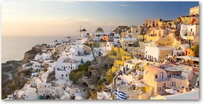 Fotó üvegfestmény Santorini Görögország 140x70