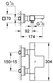 GROHE 34497000 - GROHTHERM CUBE DN 15 termosztátos kádcsaptelep, fényes króm