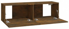 2 db füstös -tölgyszín szerelt fa fali TV-szekrény 100x30x30 cm