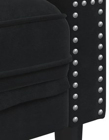 3 részes fekete bársony Chesterfield kanapészett párnákkal