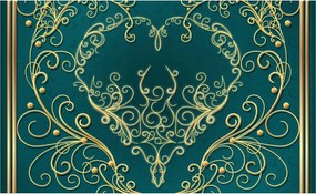 Fotótapéta Arany szív türkiz vinil díszek 254x184 +ragasztó