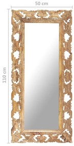 kézzel faragott barna tömör mangófa tükör 110 x 50 cm