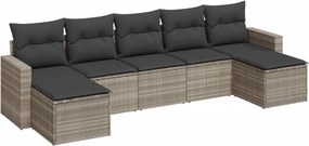 vidaXL 7 részes világosszürke polyrattan kerti ülőgarnitúra párnákkal