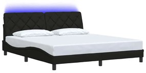 fekete szövet ágykeret LED-es matrac nélkül 180 x 200 cm