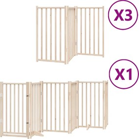 vidaXL nyárfa 15 paneles összecsukható kutyakapu ajtóval 750 cm