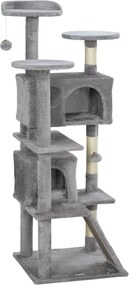 PawHut Macska Kaparóoszlop 137 cm Magas Macska Fa Mászótorony Sisal Kaparóoszlopokkal, Platformokkal, Barlangokkal, Lógó Labdákkal és Hintaágyakkal -