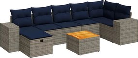 vidaXL 8 részes szürke polyrattan kerti ülőgarnitúra párnákkal