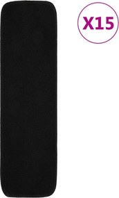 vidaXL 15 db fekete négyszögű csúszásmentes lépcsőszőnyeg 75 x 20 cm