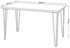 Mazzoni HAIRPIN S-120 Artisan Tölgy/Bézs - LOFT STÍLUSÚ ASZTAL KONYHÁBA/ÉTKEZŐBE/NAPPALIBA MODERN/BOHO