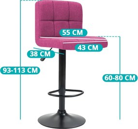 Szövet borítású bárszék 2 db, több színben-pink