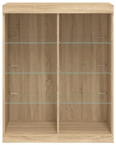 sonoma tölgy színű tálalószekrény LED-ekkel 81 x 37 x 100 cm