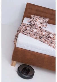 VIOLET kárpitozott tárolós ágy, matrac nélkül, 160x200 cm, konyakbarna