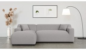 Világosszürke kordbársony sarokkanapé (bal oldali-heverő résszel) Martin – Ropez