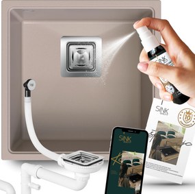 Függesztett pult alatti mosogató Bézs Gránit Egykamrás mosogató 9in1