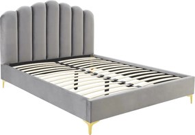 Ágy 160x200 cm méretben, szürke színben, velúr kárpittal GEMINI