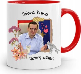 Piros Politikus Bögre Mateusz Morawiecki Miniszterelnök fényképes nyomtatással