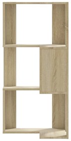 3 szintes sonoma tölgy szerelt fa sarok könyvespolc 50x50x102cm