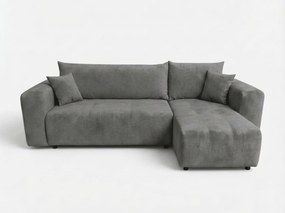 Sötétszürke kihúzható sarokkanapé SORELA, kétoldalas + 2 párna AJÁNDÉK